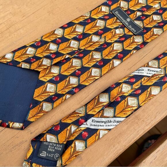 ERMENEGILDO ZEGNA Made in Italy Multicolor Abstract artsy Tie - Picture 2 of 5